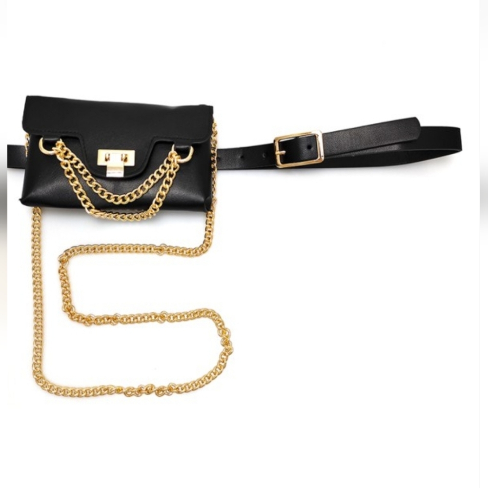 Black Chain Belt Cross Body Bag
